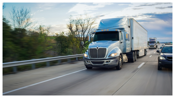 A semi truck on a highway in Tampa Bay, Florida.