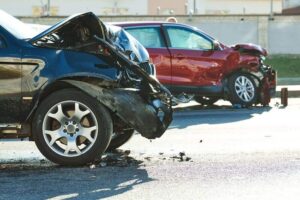 Car accident causing traffic in the highway.